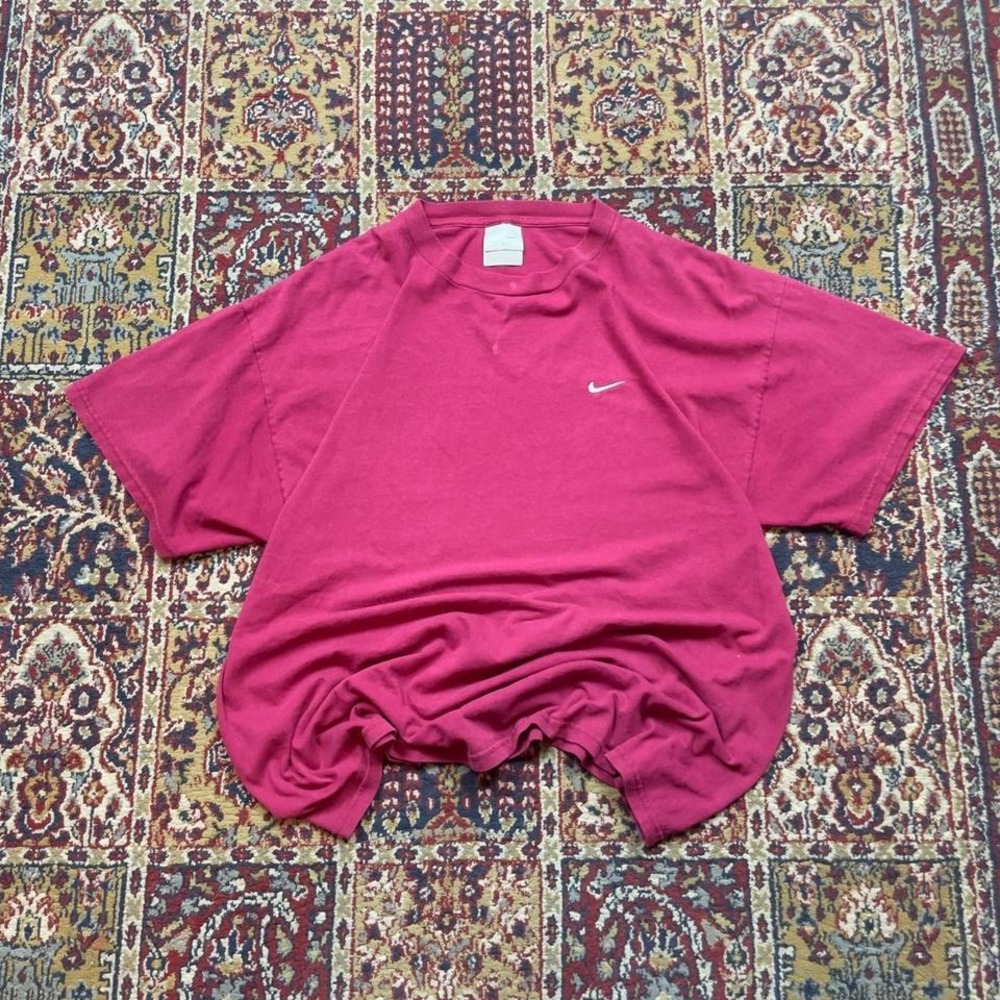 VTG 00s Nike Silver tag mini swoosh logo burgundy tee shirt XL‎ essential